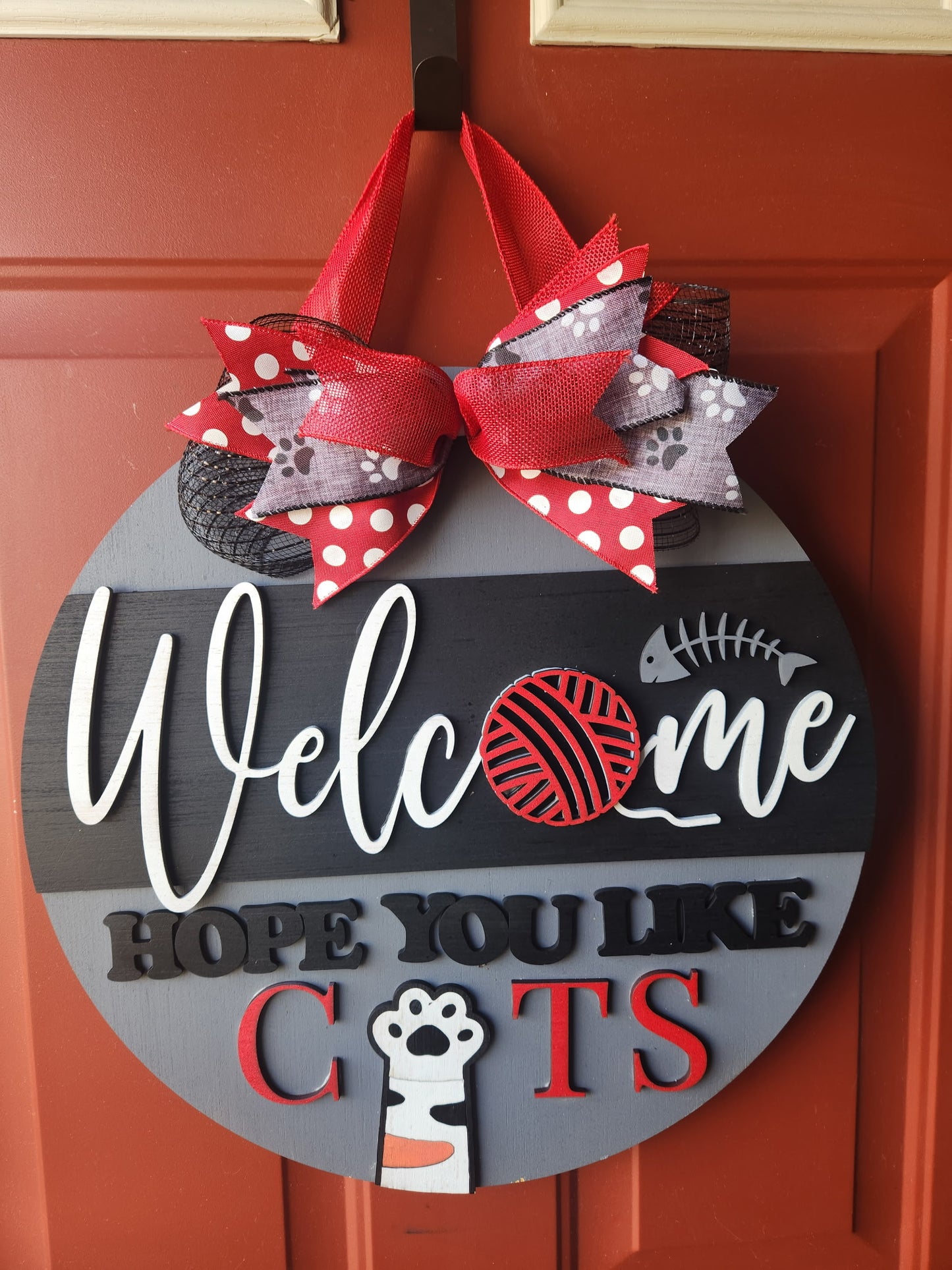 Welcome – Hope You Like Cats" 18.5 Calico Paw