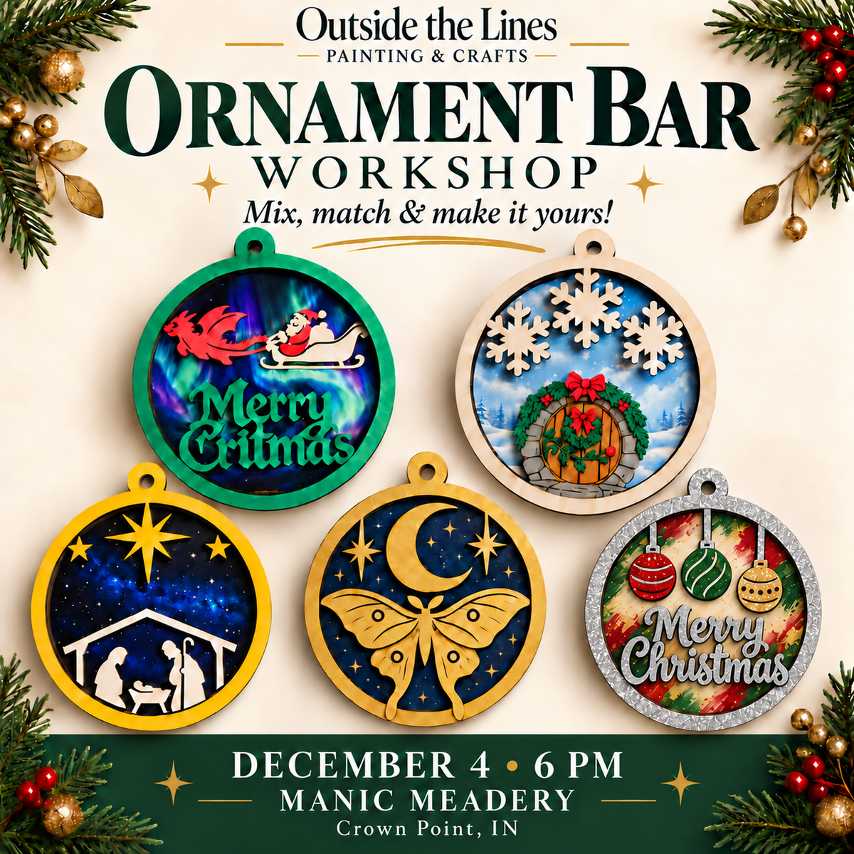 Ornament Bar Workshop at Manic Meadery!