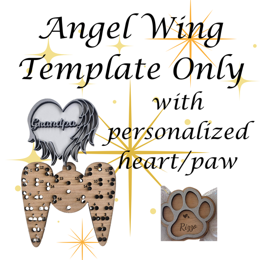 Angel Wing Ornament – Template + Personalized Heart or Paw