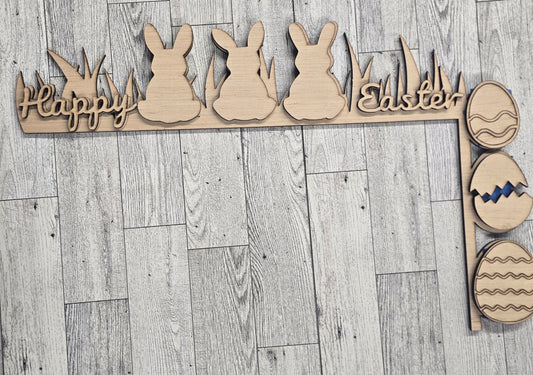 Happy Easter | Unfinished Wood Door Corner (DIY)